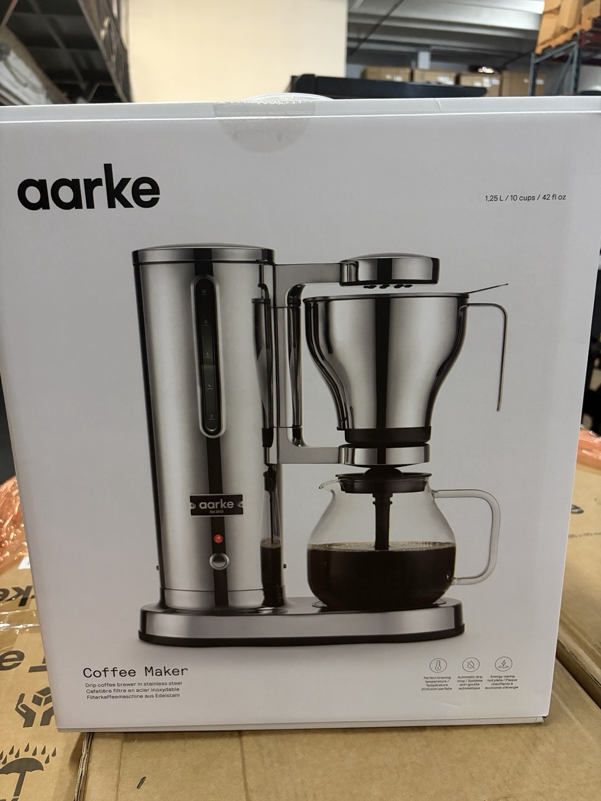 Aarke Stainless Steel Chrome Coffee Maker Electric Drip Coffee Brewer NR: A1306
