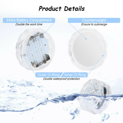 4 Pcs Pool Lights Submersible LED Lights w/Remote Underwater Light for Ponds