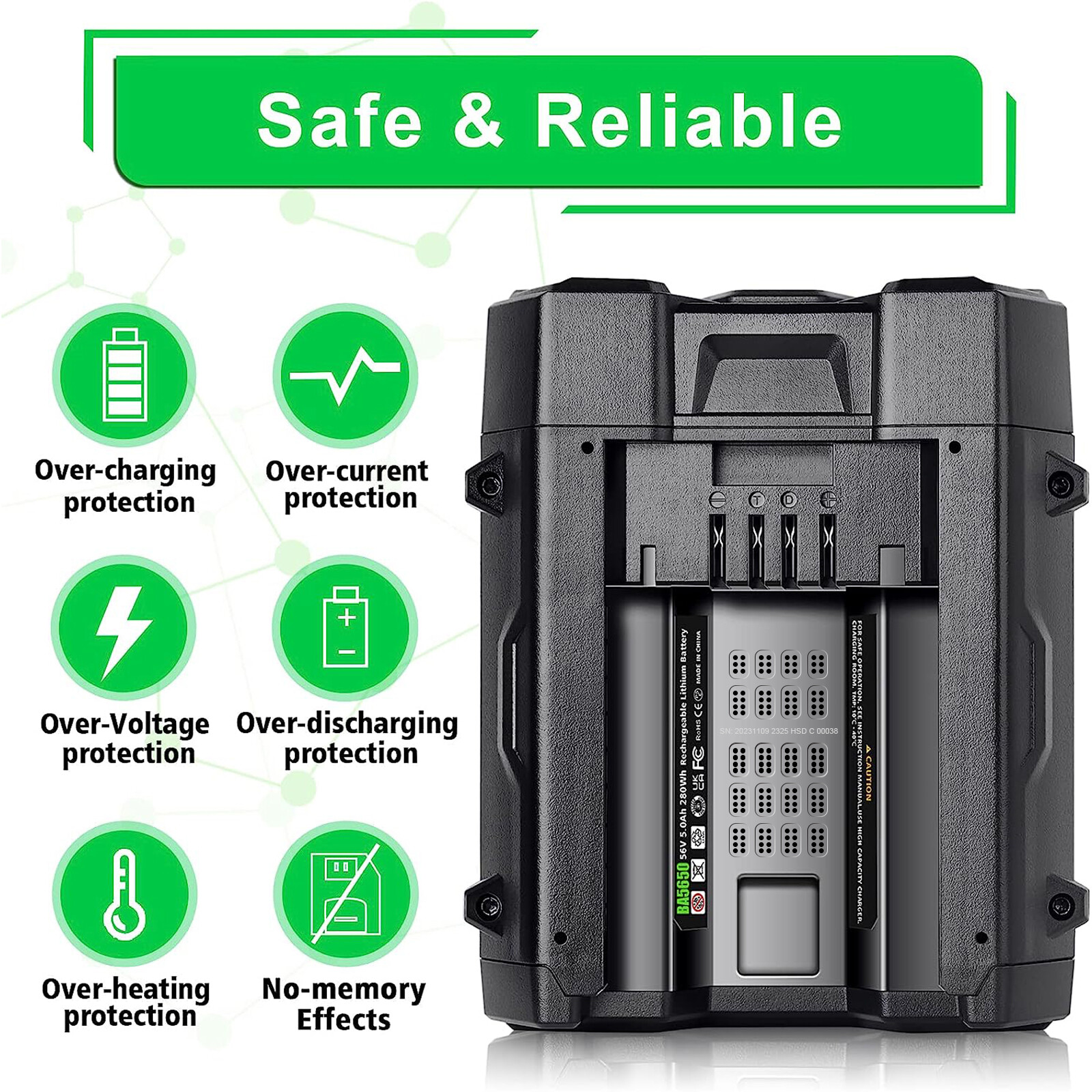 For EGO 56V 5.0Ah Lithium Ion Battery Power+ BA2800 BA4200 BA1400 BA1400T 56Volt