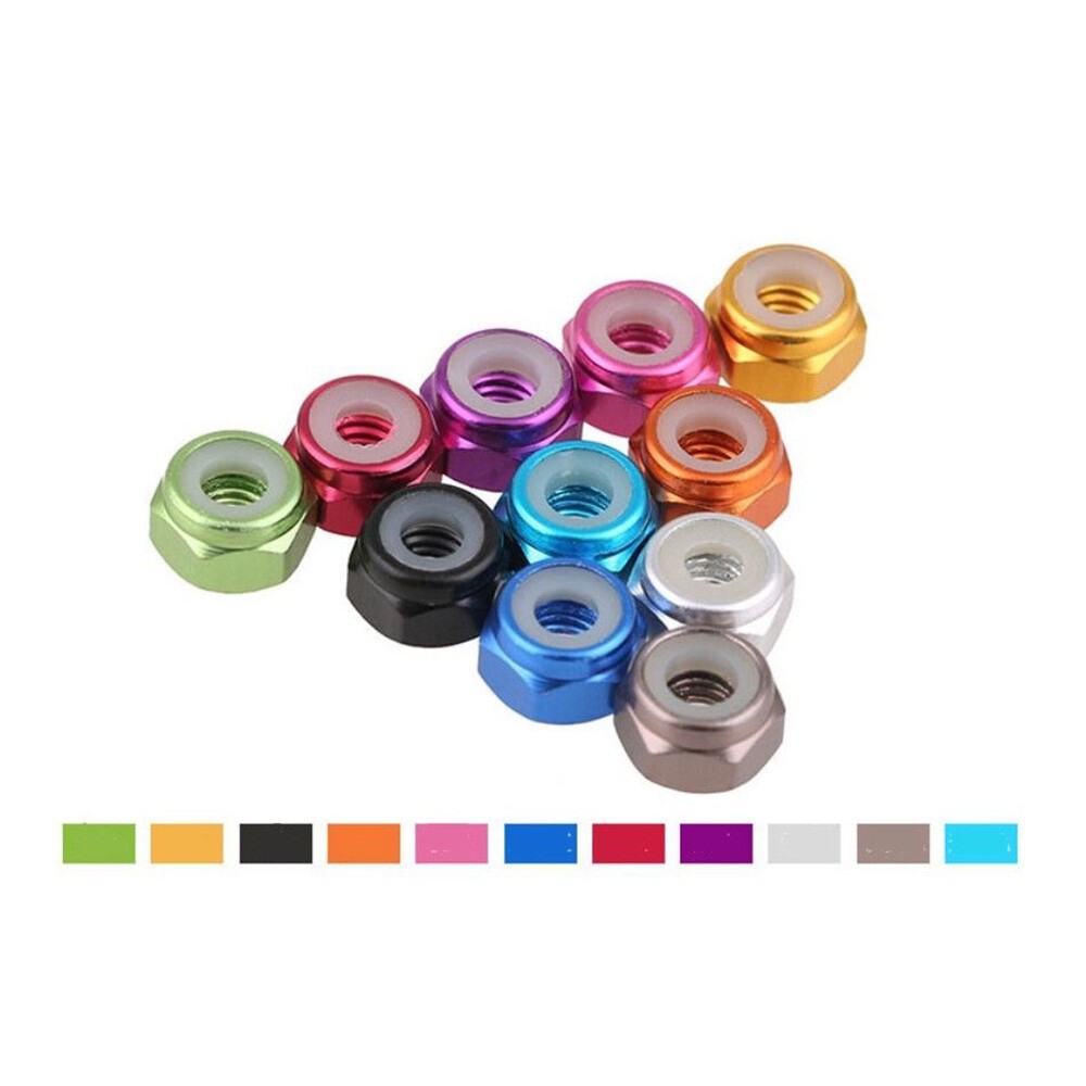 10~100x M2 M3 M4 M5 Nylon Insert Self-Lock Nuts Hex Lock Nut Aluminum CNC Nuts
