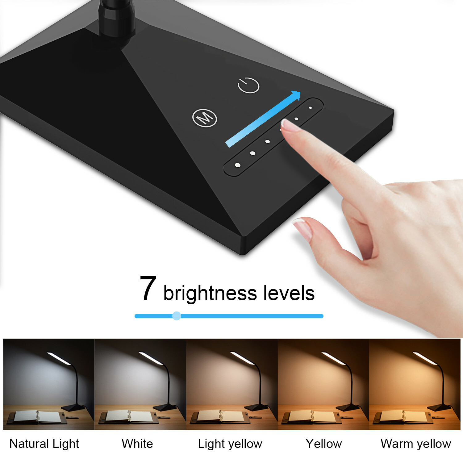 Dimmable LED Desk Table Lamp with USB Charging Touch Control USB Table Base Lamp
