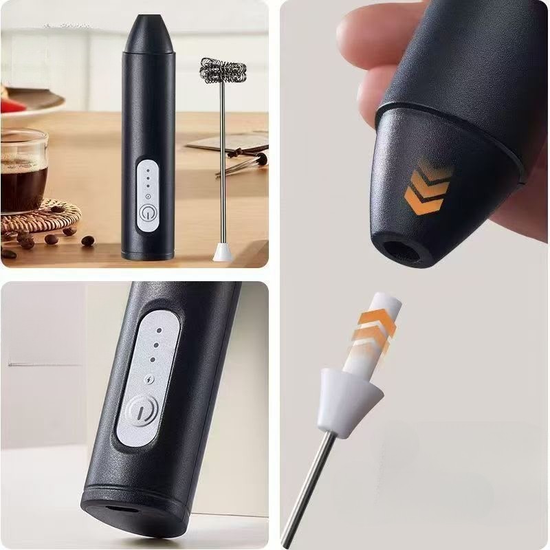 USB Rechargeable Electric Milk Frother Handheld Coffee Foam Maker Whisk Mixer
