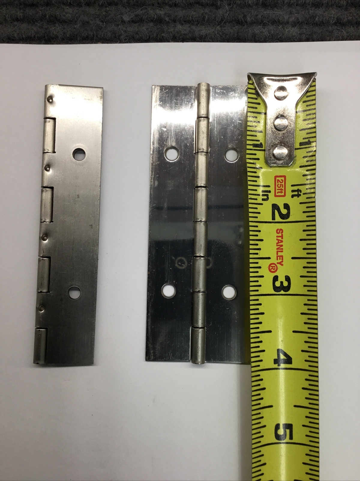 Stainless Steel Continuous Hinge 2 piece Lot with holes 4″ long X 1 1/2″ wide