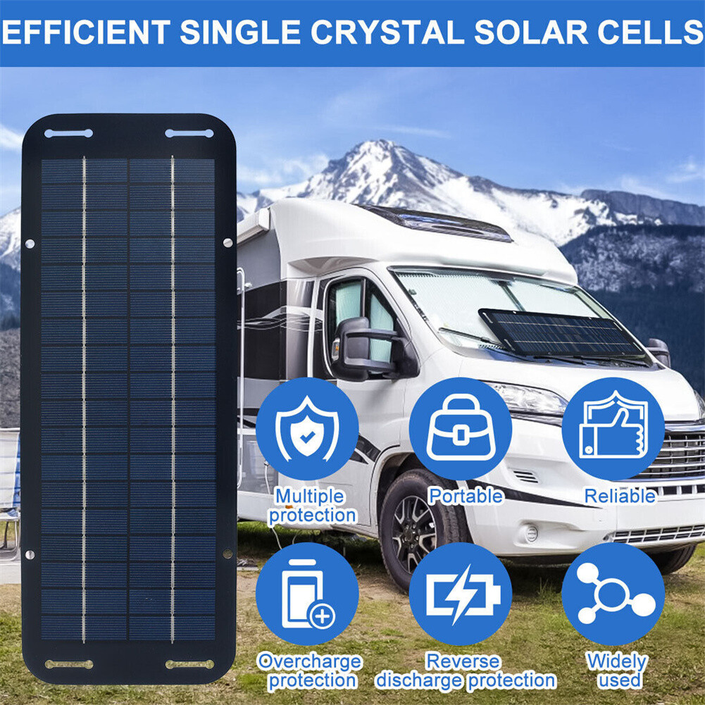 60W Solar Panel 12V Trickle Charger Battery Charger Kit Maintainer Boat Car RV