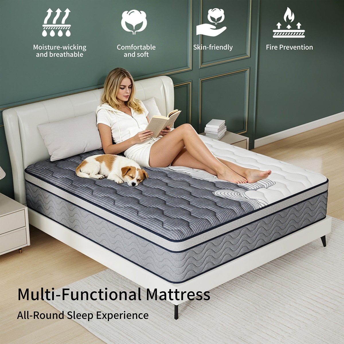 12″ Dual Firm Soft Hybrid Mattress Memory Foam Spring Full Queen King in a Box