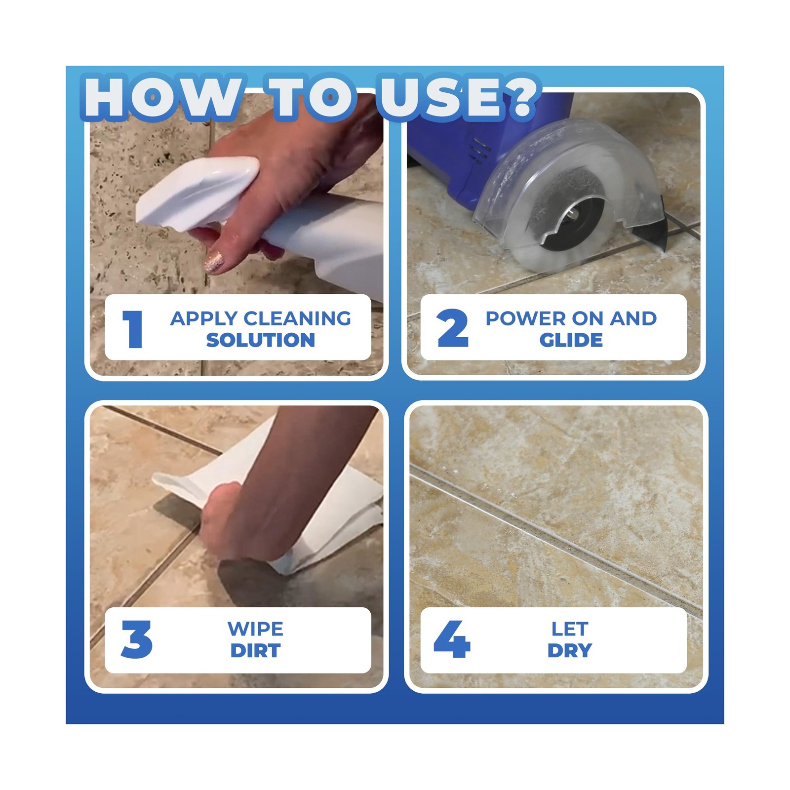 Electric Stand-Up Grout Cleaning Machine – Compact Lightweight Floor Scrub