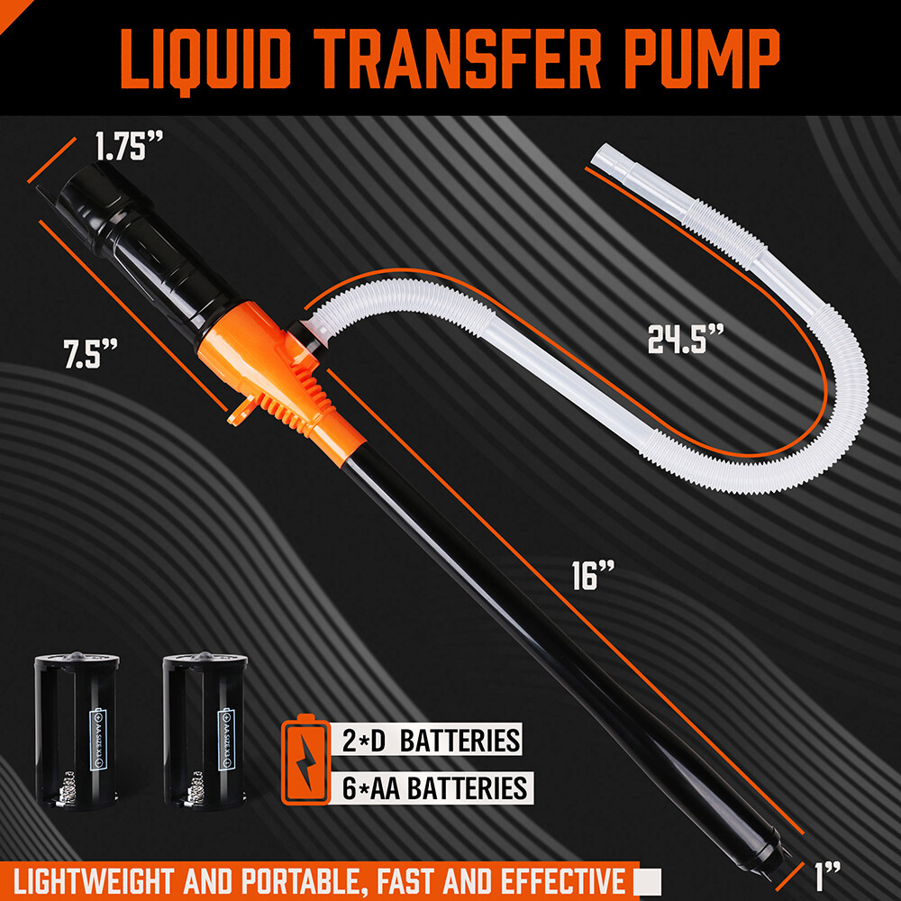 HORUSDY Deluxe Liquid Transfer Siphon Pump Battery Powered Gas Oil Water NEW