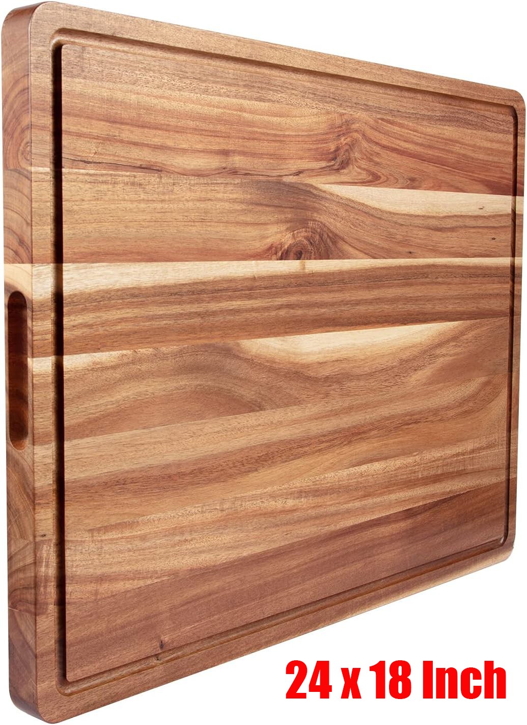 24″ x 18″ Extra Large Acacia Wood Cutting Board for Kitchen with Juice Slot
