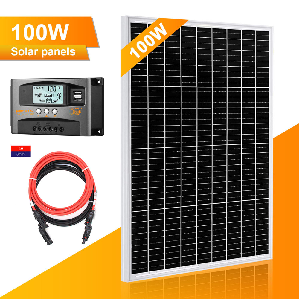 100W Solar Pane Kit 12V Battery Charger with MPPT Controller For Home RV Marine
