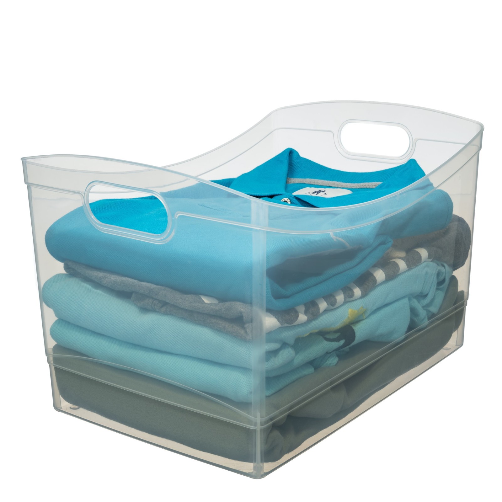Clear Plastic Storage Bin with Handles, Multi-purpose Organizer 15.3×10.4×9.8in