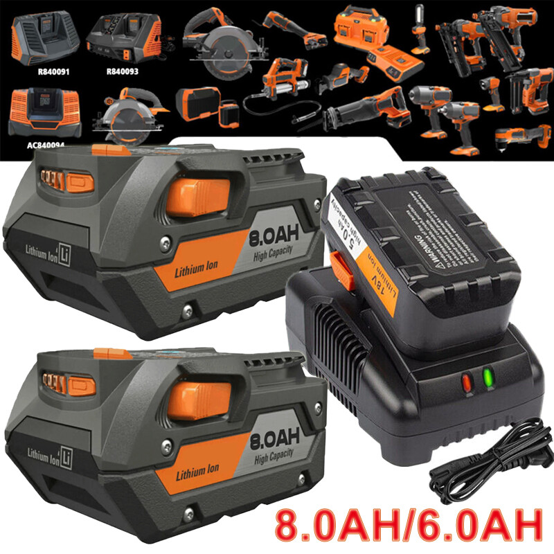 PACK For Ridgid R840087 8.0Ah Lithium Battery Rigid 18 Volt R840085 Power Tools