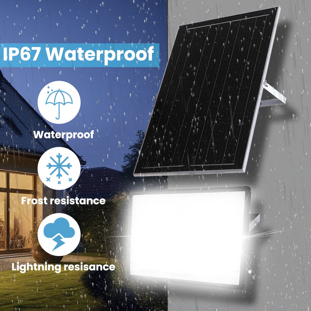 2000W LED Solar Flood Lights Outdoor Street Light Dusk to Dawn Flood Wall Lamp