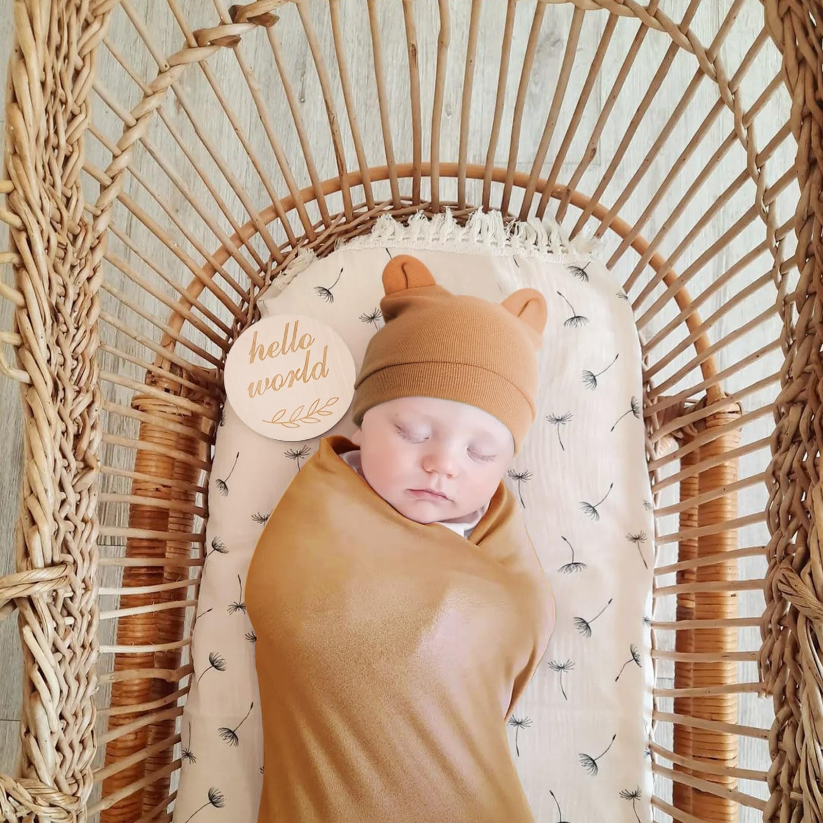 BQUBO 3 Sets Cotton Baby Swaddle Blankets with Hats Mittens Newborn 0-3 Months