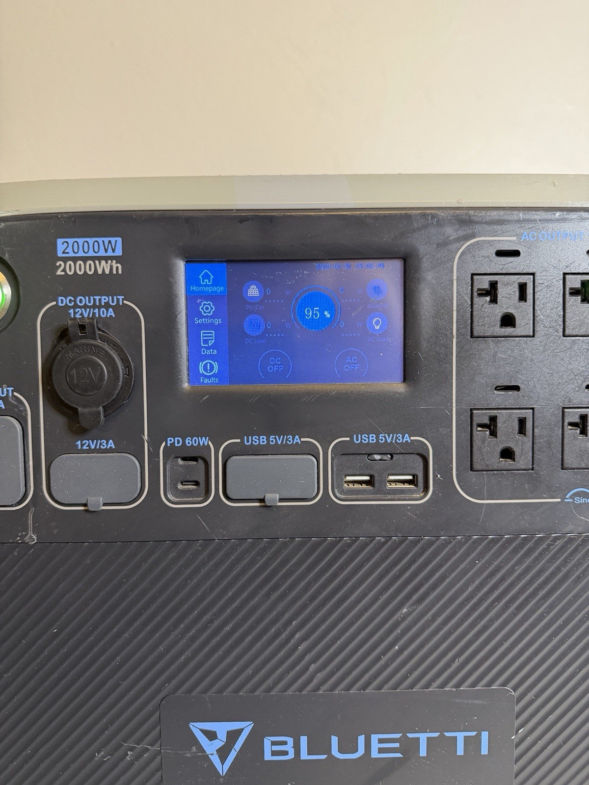 BLUETTI Portable 2000W 2000Wh Power Station Battery Generator USB Wireless