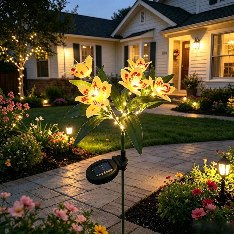 Solar LED Garden Lights Flower Stake Lamp Outdoor Yard Waterproof Patio Decor