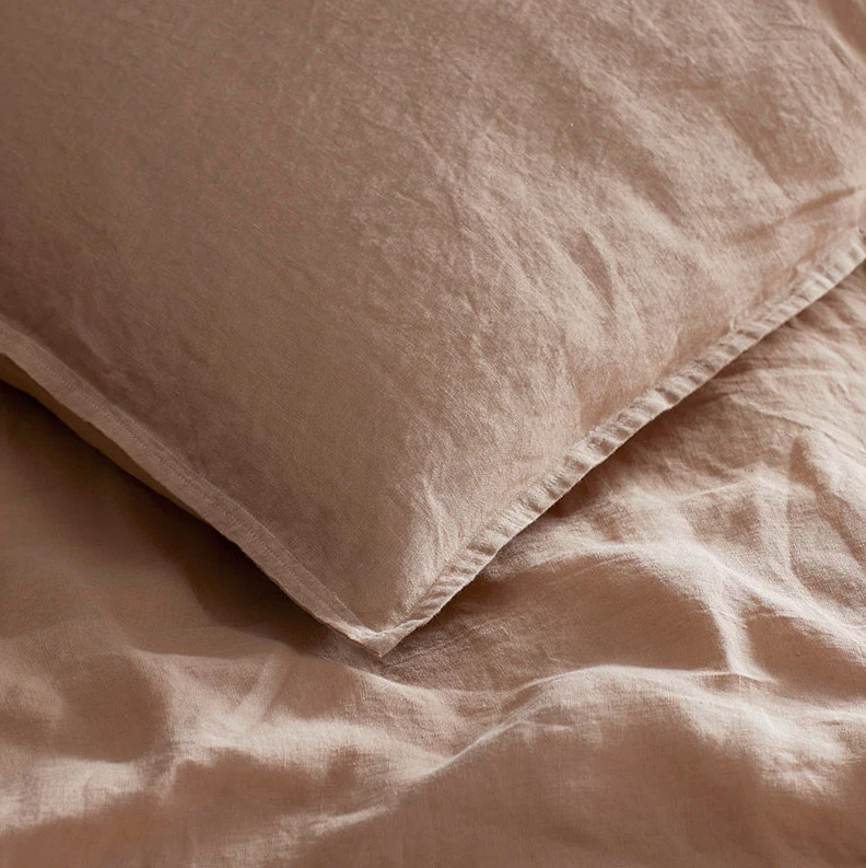 The Company Store Premium Breathable Washed Linen Solid Bed Sheet Set