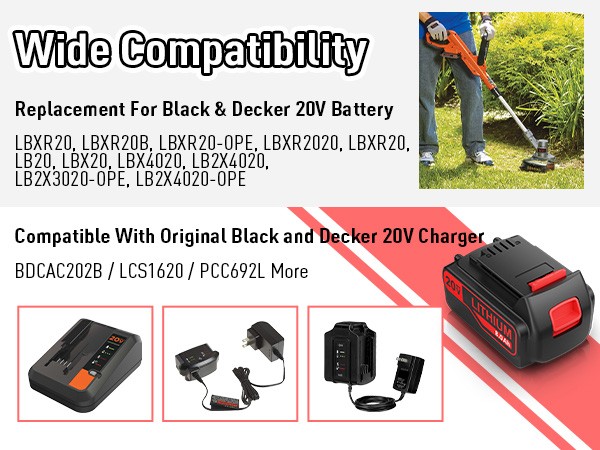 For Black & Decker 3.0AH /8.0AH Lithium Battery Li-Ion 20V MAX LBXR20 LBXR2020