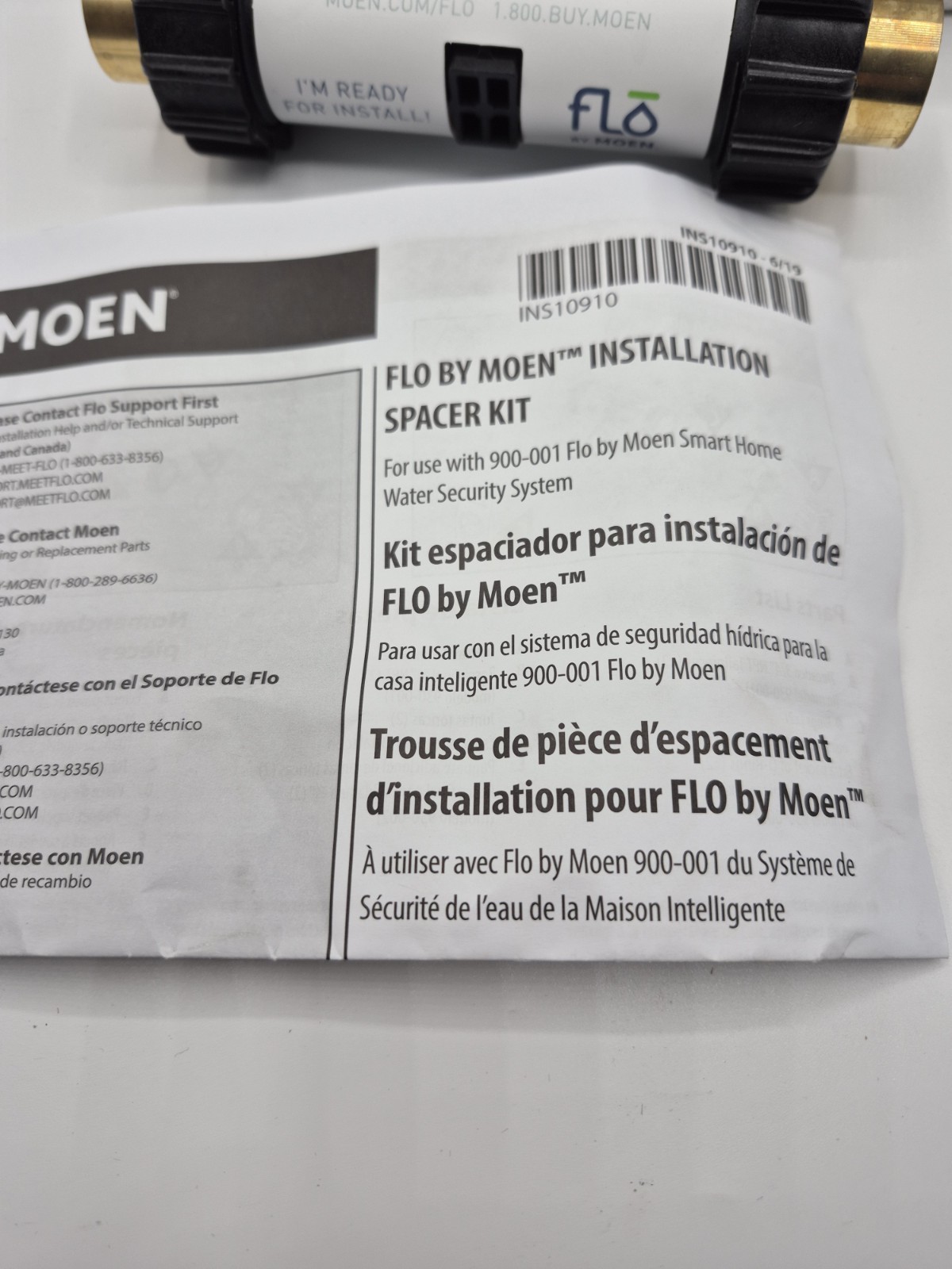 Moen 930-002Flo Smart Water Monitor & Shutoff Installation Spacer Kit 0.75″ CC