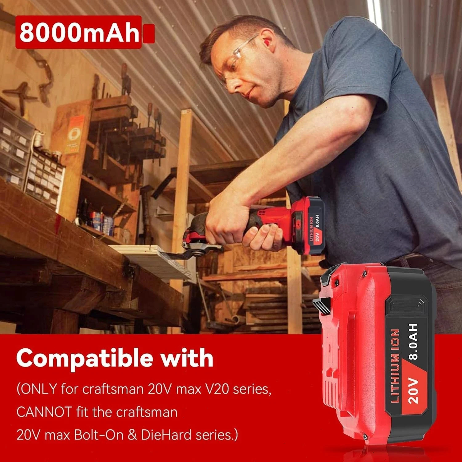 2-PACK For Craftsman V20 Battery 20 Volt 8.0Ah Lithium Ion 20V CMCB205 CMCB204