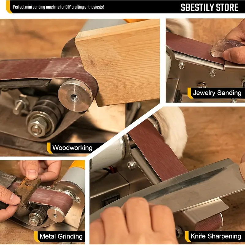 Mini Electric Belt Sander DIY Polishing Grinding Machine Cutter Edges Sharpener