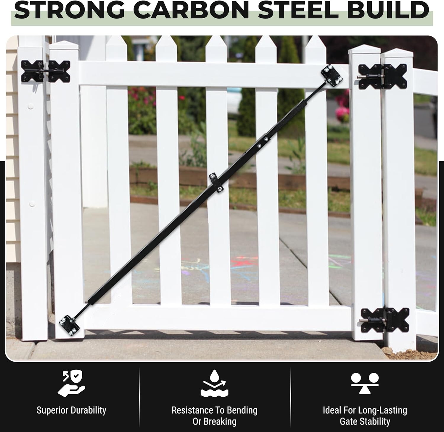 6′ Telescopic Gate Brace – 43″-72″ Adjustable Carbon Steel Anti-Sag Support