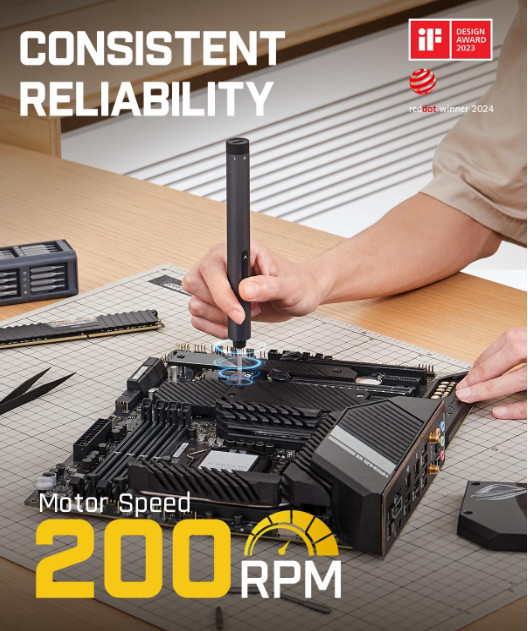Destornillador eléctrico 3.7V, set de precisión mini (5/32”): 50 puntas magnéti