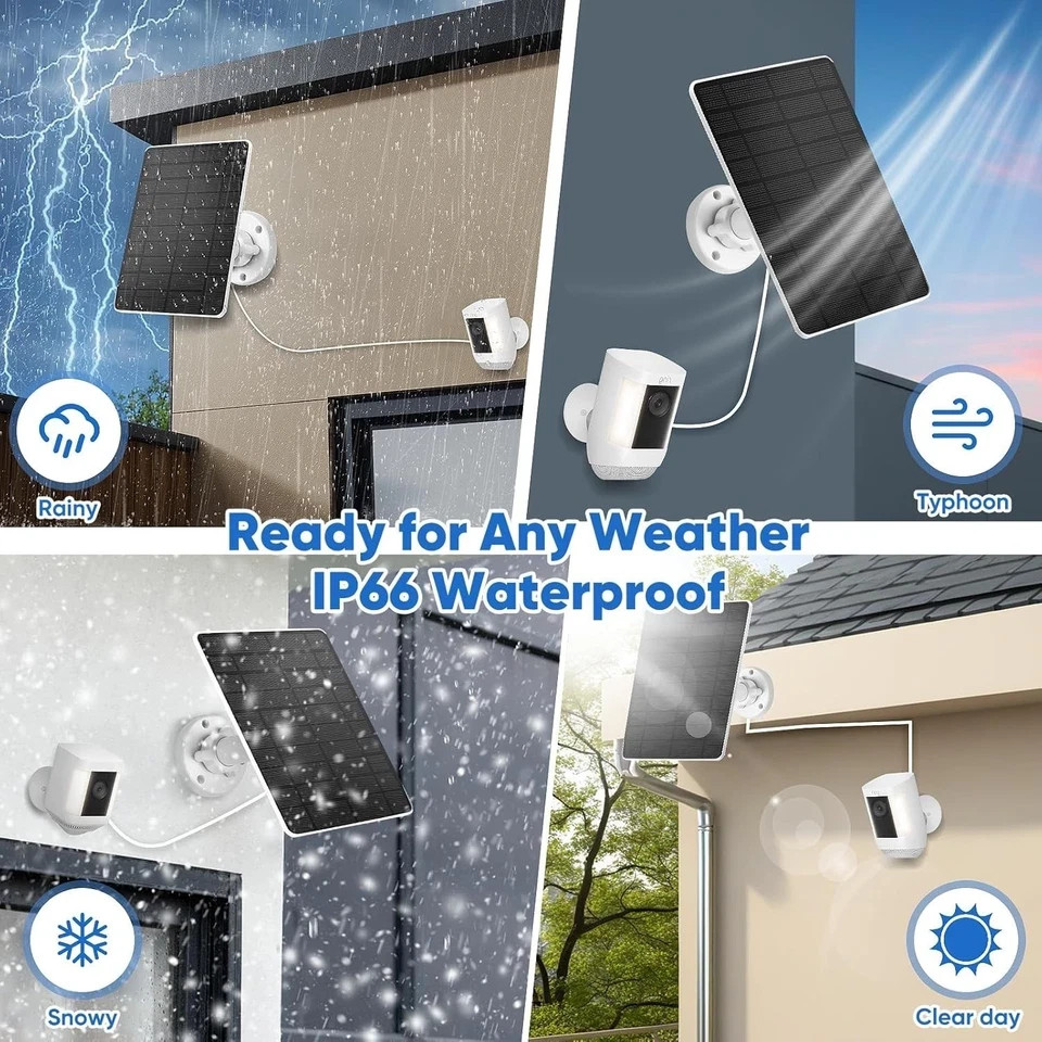 Solar Panel for Ring Camera(2nd Generation) Dustproof Waterproof 5W Solar Panel