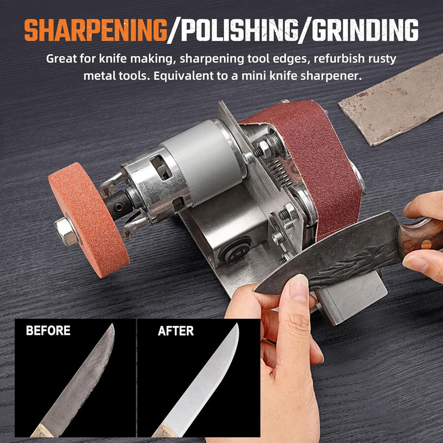 Electric Belt Sander Grinder Polishing Machine Grinding Bench DIY Sharpener Tool
