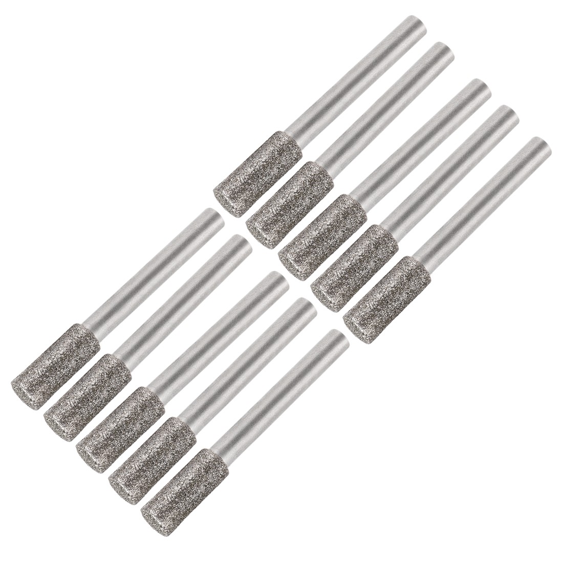 10Pcs Diamond Burrs for Rotary Tool 1/4-Inch Shank 8mm Cylindrical 120 Grit