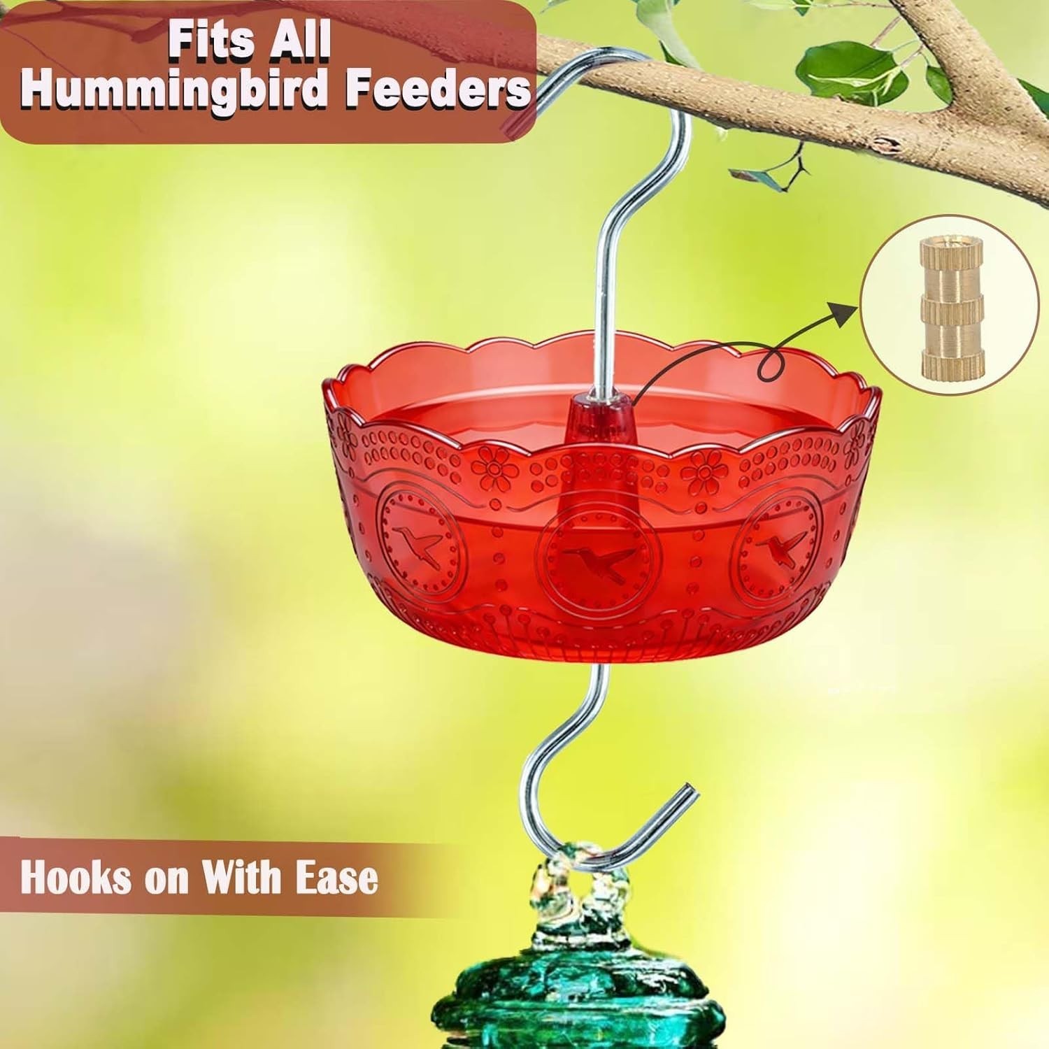 Ant Moat for Hummingbird Feeders, (4 Pack, 6 OZ) Vintage Style Humingbird Feeder