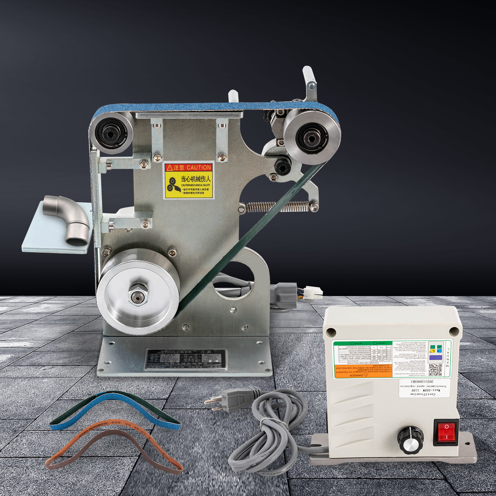 550W/0.8HP Belt Sander 6000rpm Disc Polisher Grinder Work Table w/ Controller