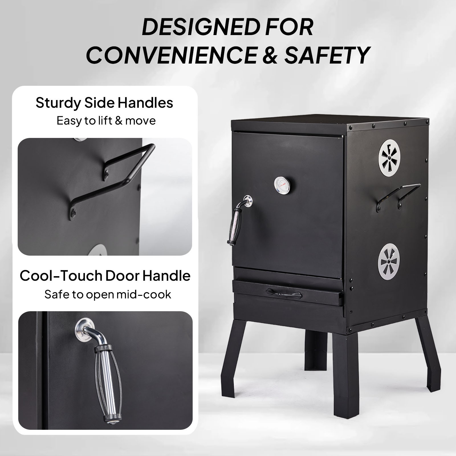 Charcoal Smoker BBQ Grill Vertical Smokers Portable Meat Cooker for Outdoor