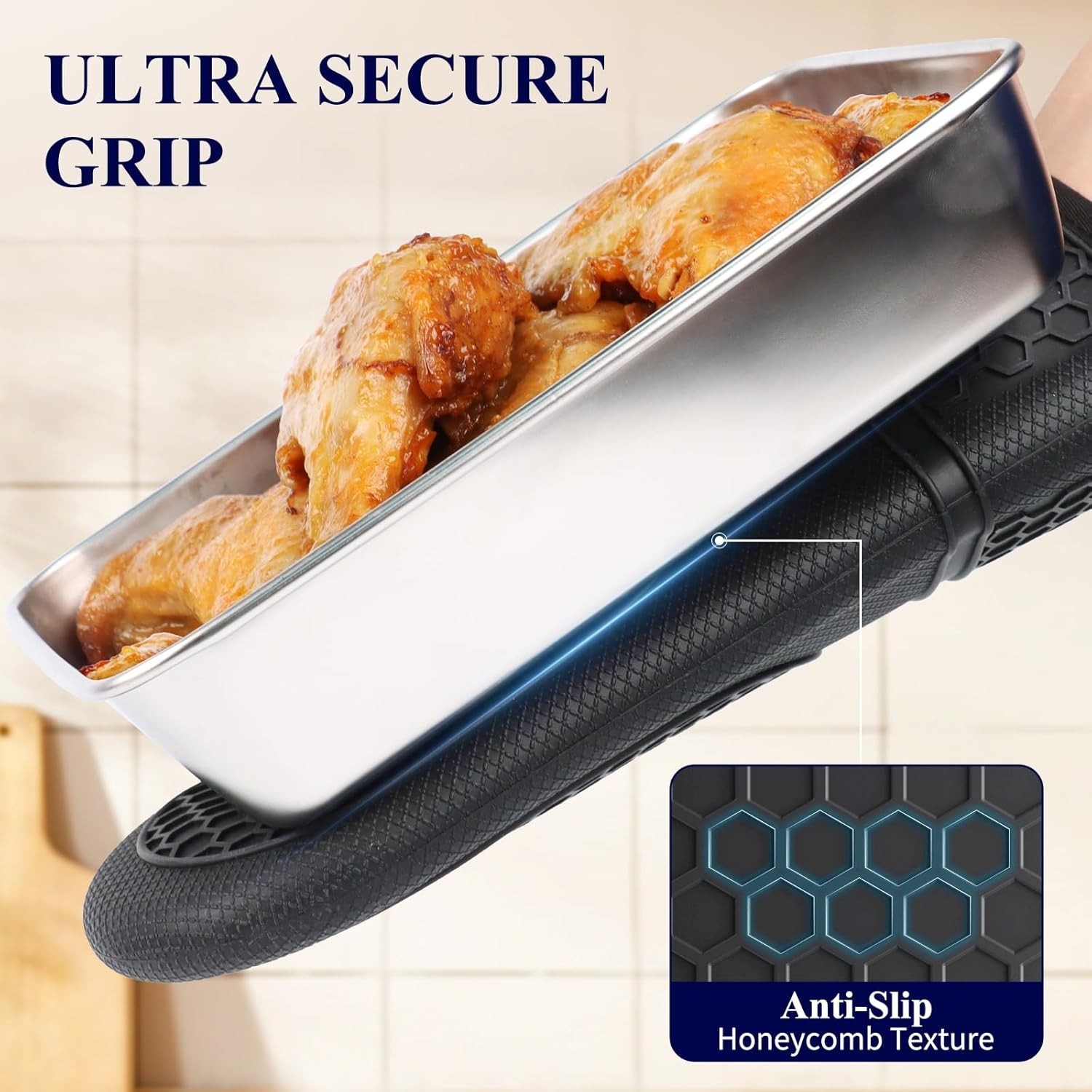 Silicone Oven Mitts Set of 2 – Heat Resistant, Non-Slip & Easy to Clean