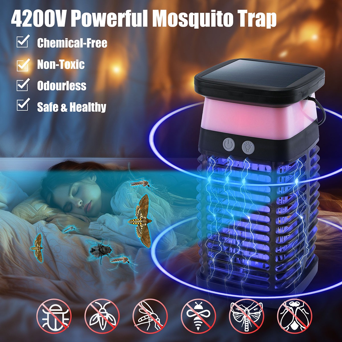 Electric Fly Bug Zapper Mosquito Insect Killer LED Light Trap Pest Control Lamp