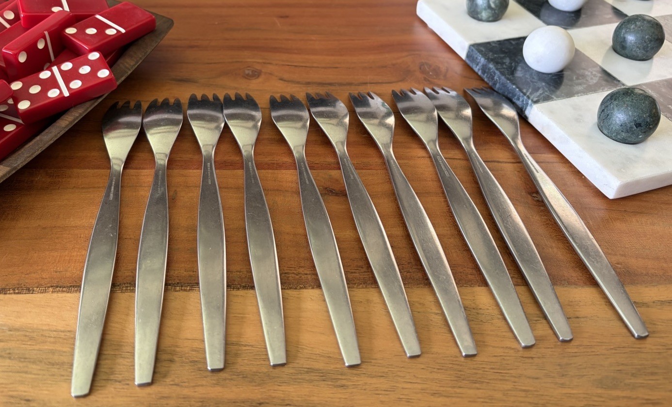 Mid Century 18-8 GENSE FOCUS Flatware Folke Arstrom Sweden MCM Cutlery 10 Forks