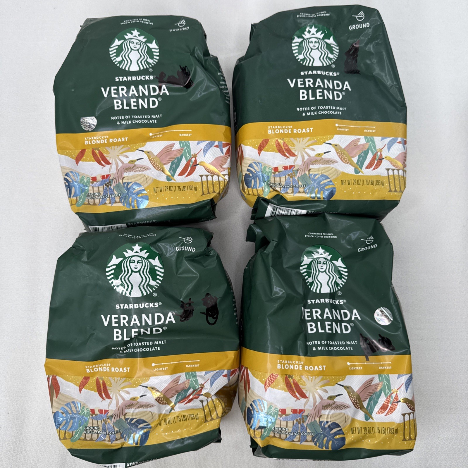 4PC Bags Of Starbucks Veranda Ground 28 oz. See Description