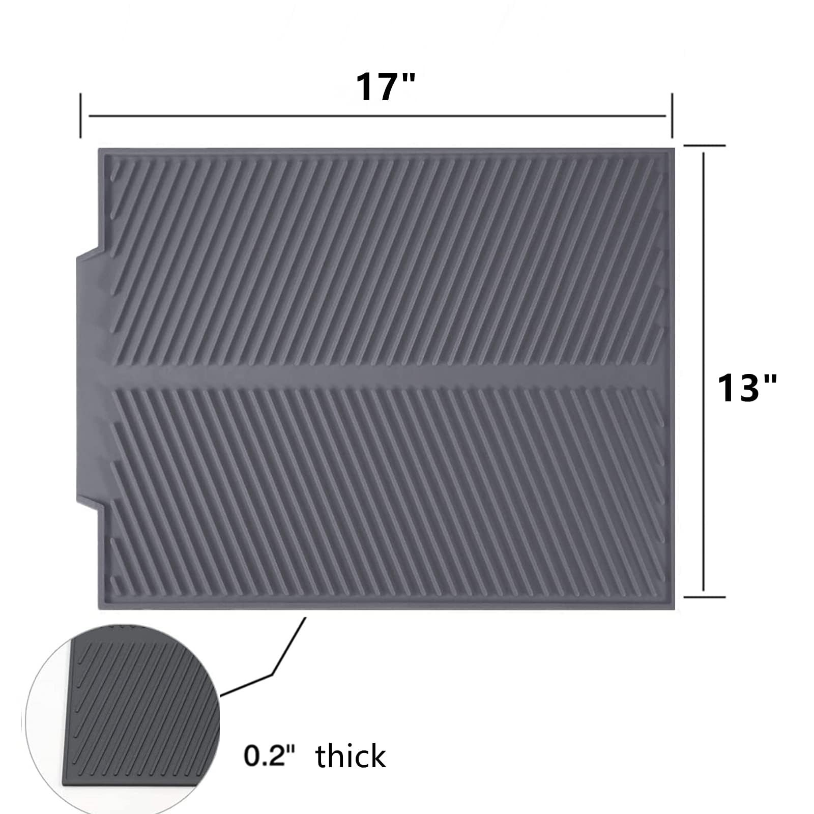 Silicone Dish Drying MatBuilt-in Drain Lip, Easy Clean Reusable Sink Mat, Fle…