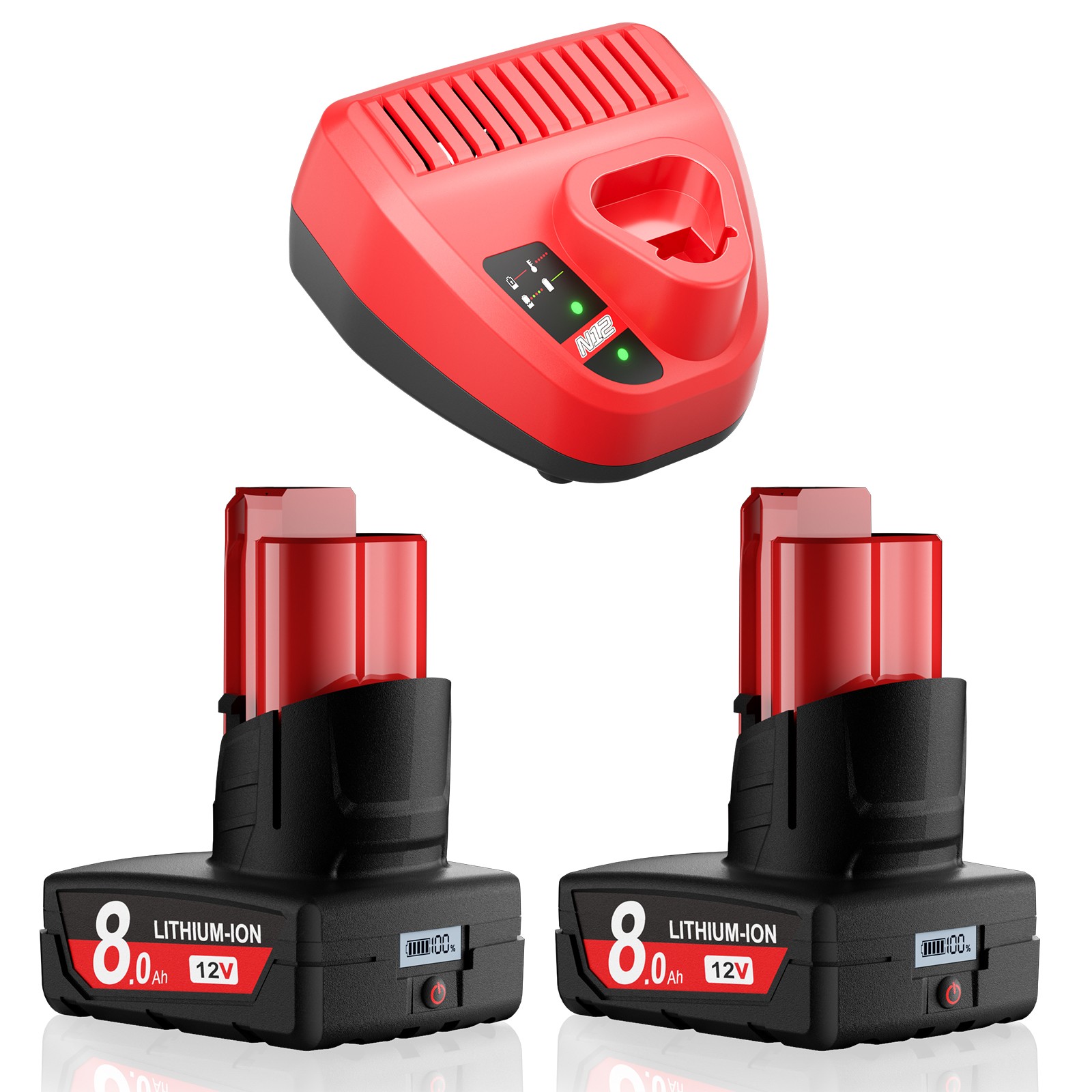 PACK For Milwaukee 48-11-2460 for M12 LITHIUM 8.0AH Extended Capacity Battery