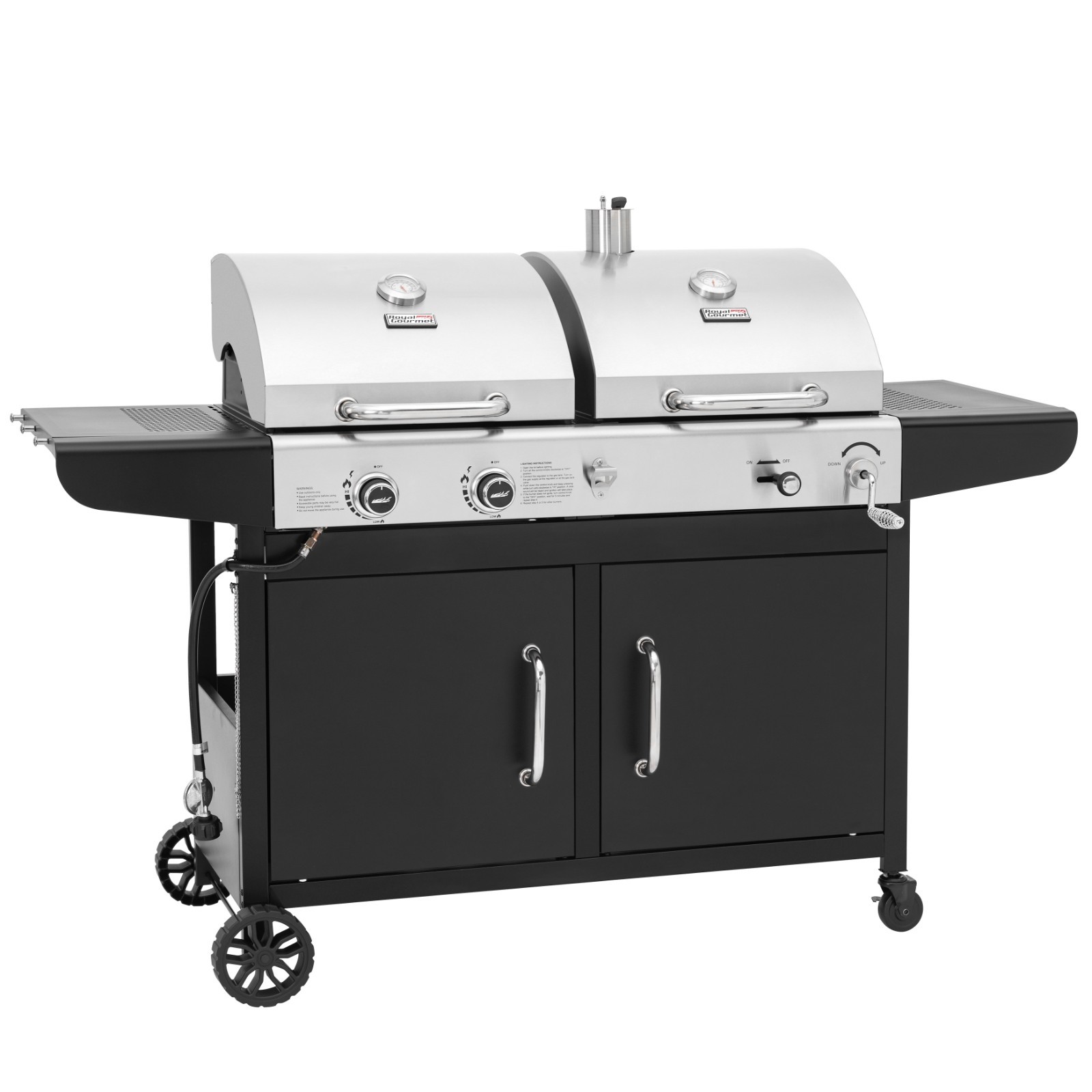 Royal Gourmet Dual Fuel 3-Burner Gas Charcoal Grill Combo Outdoor BBQ Party