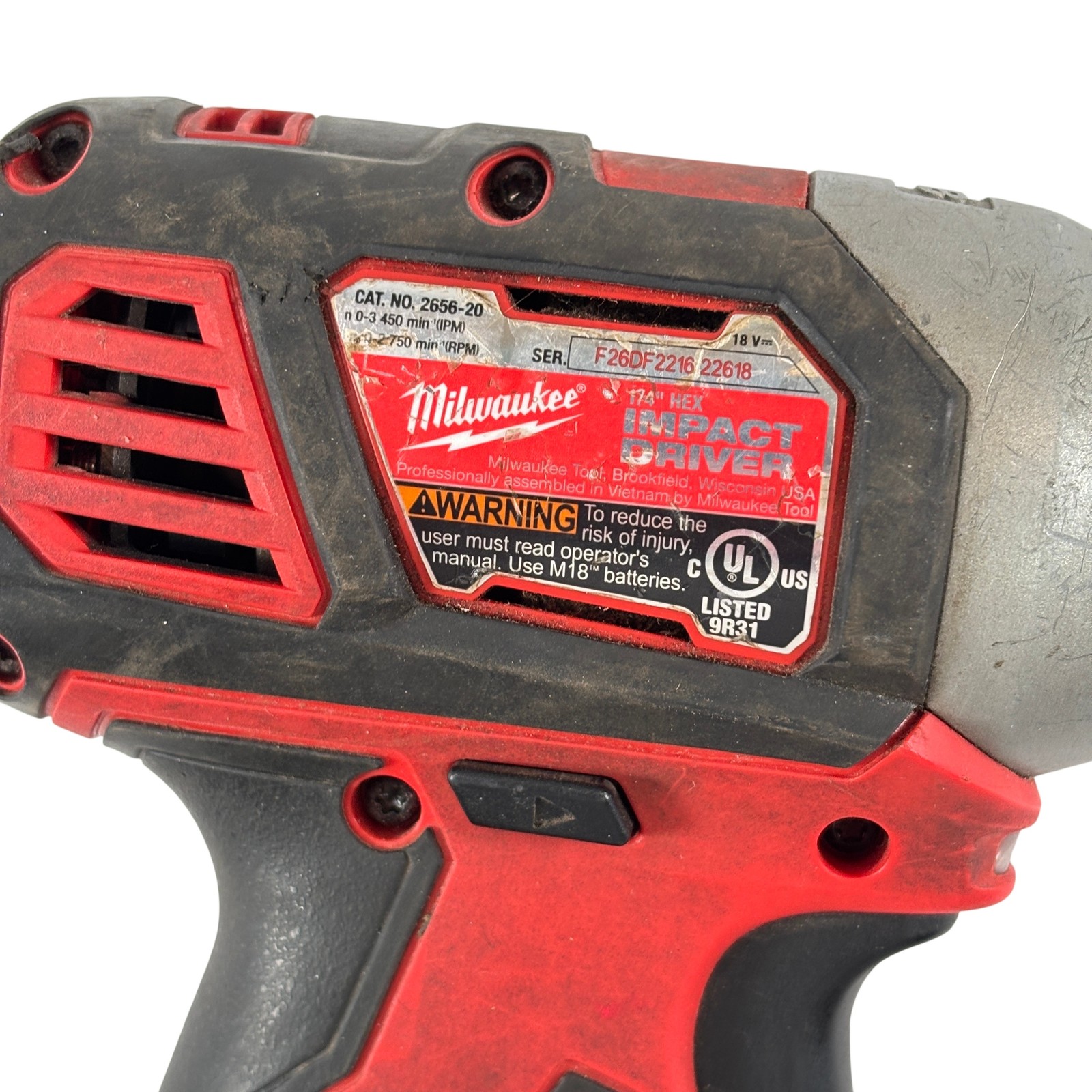 Milwaukee 2656-20 M18 18-Volt Lithium-Ion Cordless 1/4 in. Hex Impact Driver