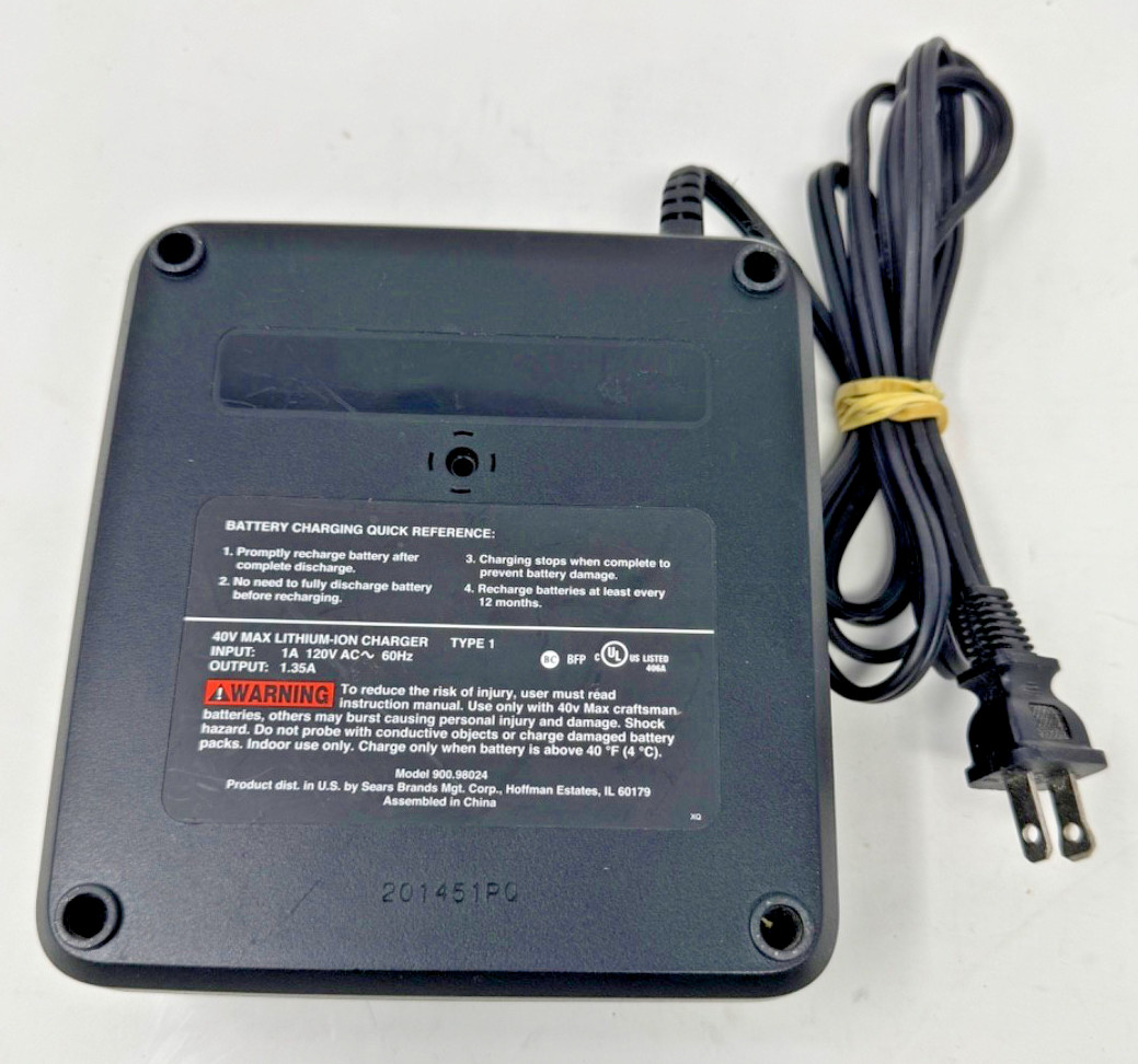 Craftsman 40V Max DieHard Lithium Ion Battery Charger Model: 900.98024