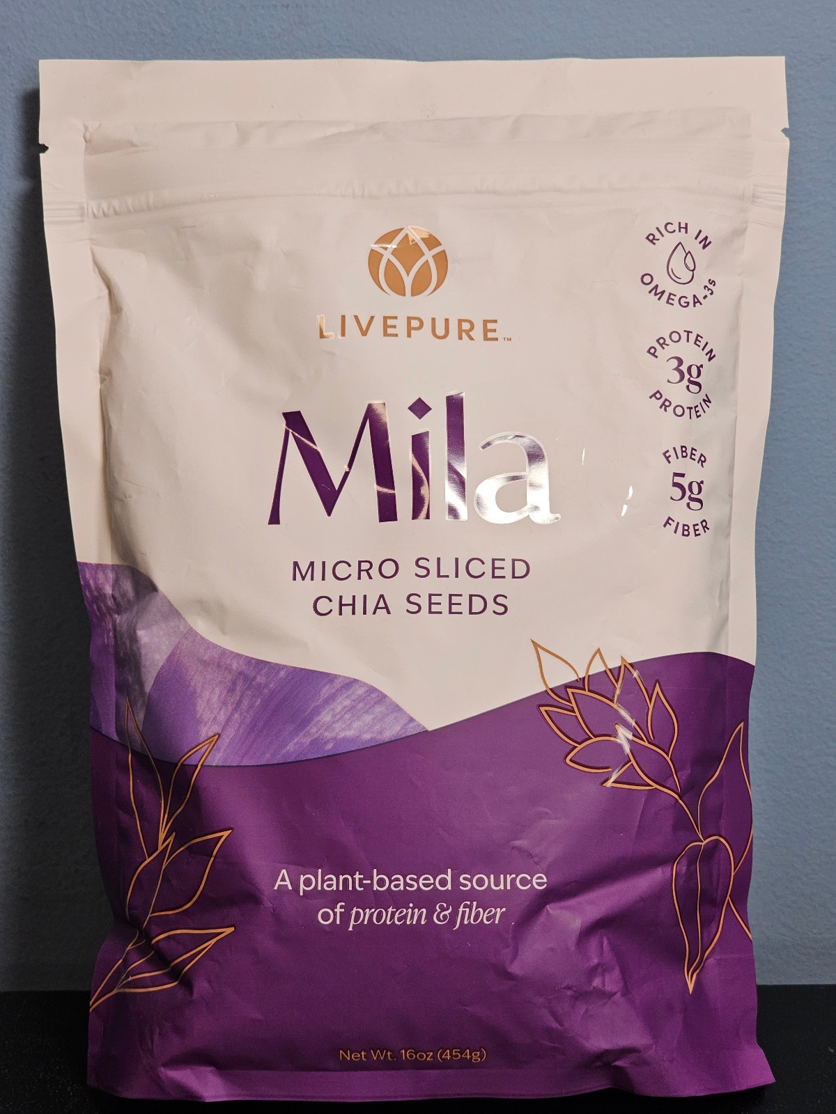 Live Pure Mila Micro Sliced Chia Seeds 16 oz – New / Sealed! Exp 3/6/2028