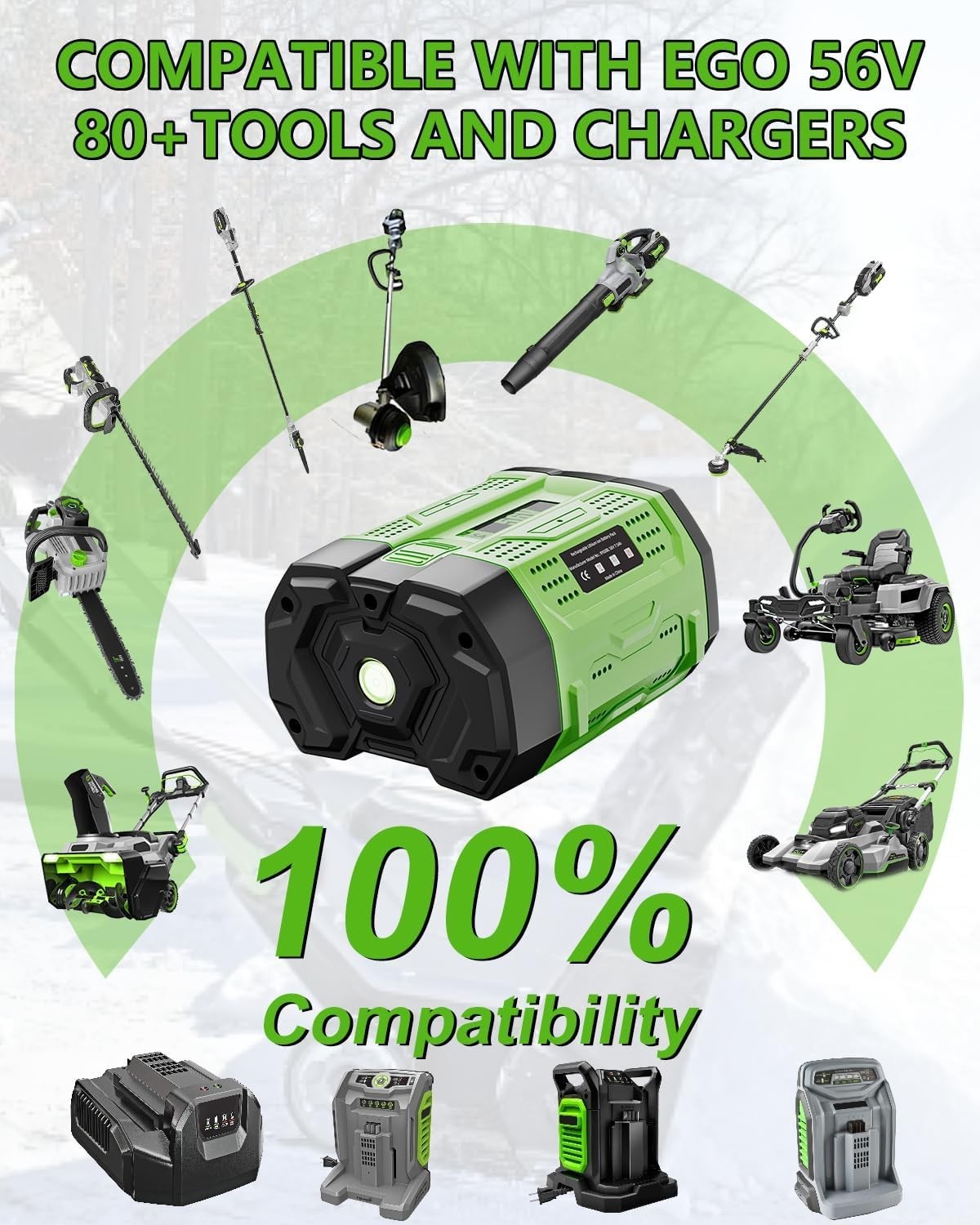 56V 7500mAh Replacement for EGO Battery 7.5Ah Lithium BA2800 BA4200 Power Tools