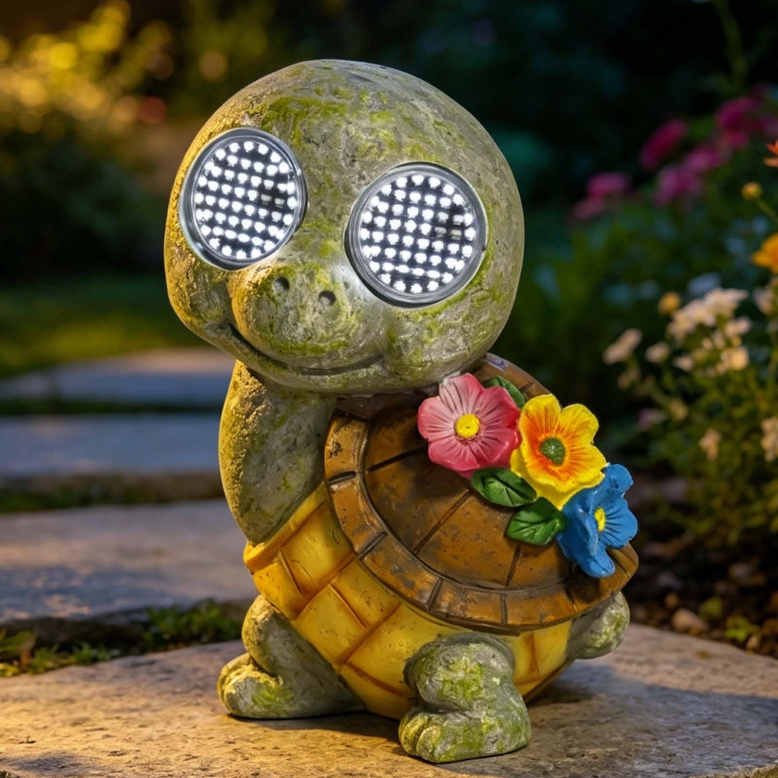 Solar Garden Statue with Lights, Dynamic Blinking Lights and Flowers, Outdoor…
