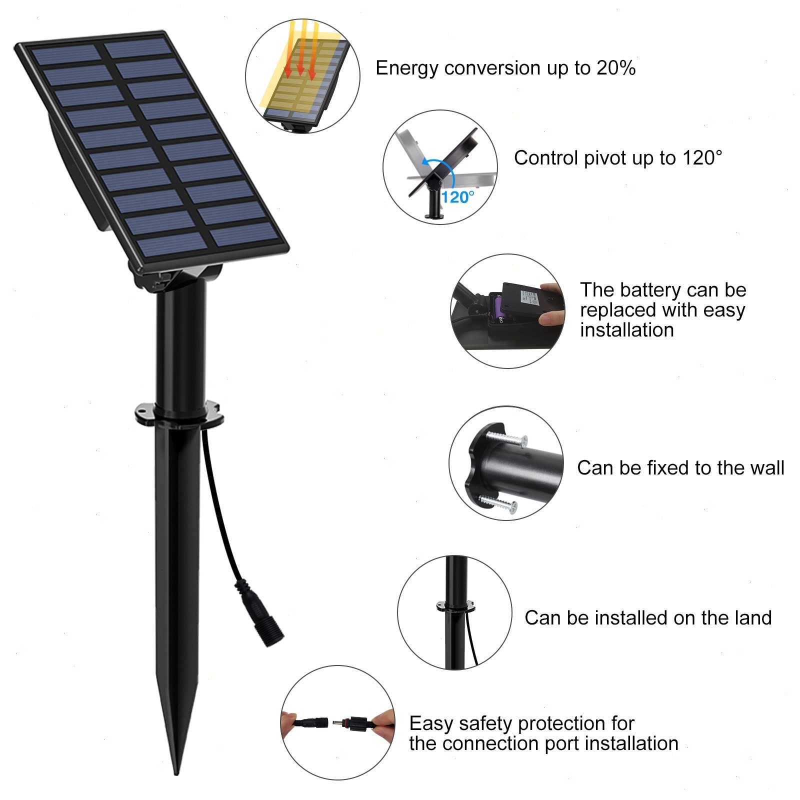 T-SUN Solar Landscape Spot Light Garden IP65 Waterproof For Driveway Pathway US