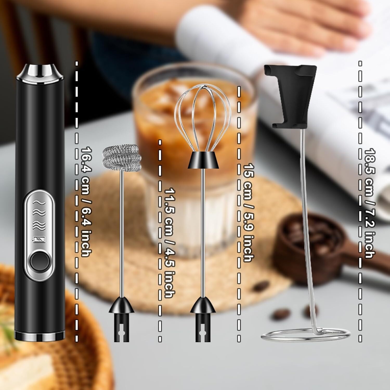 USB Rechargeable Electric Milk Frother Handheld Whisk Mixer Stirrer Coffee New