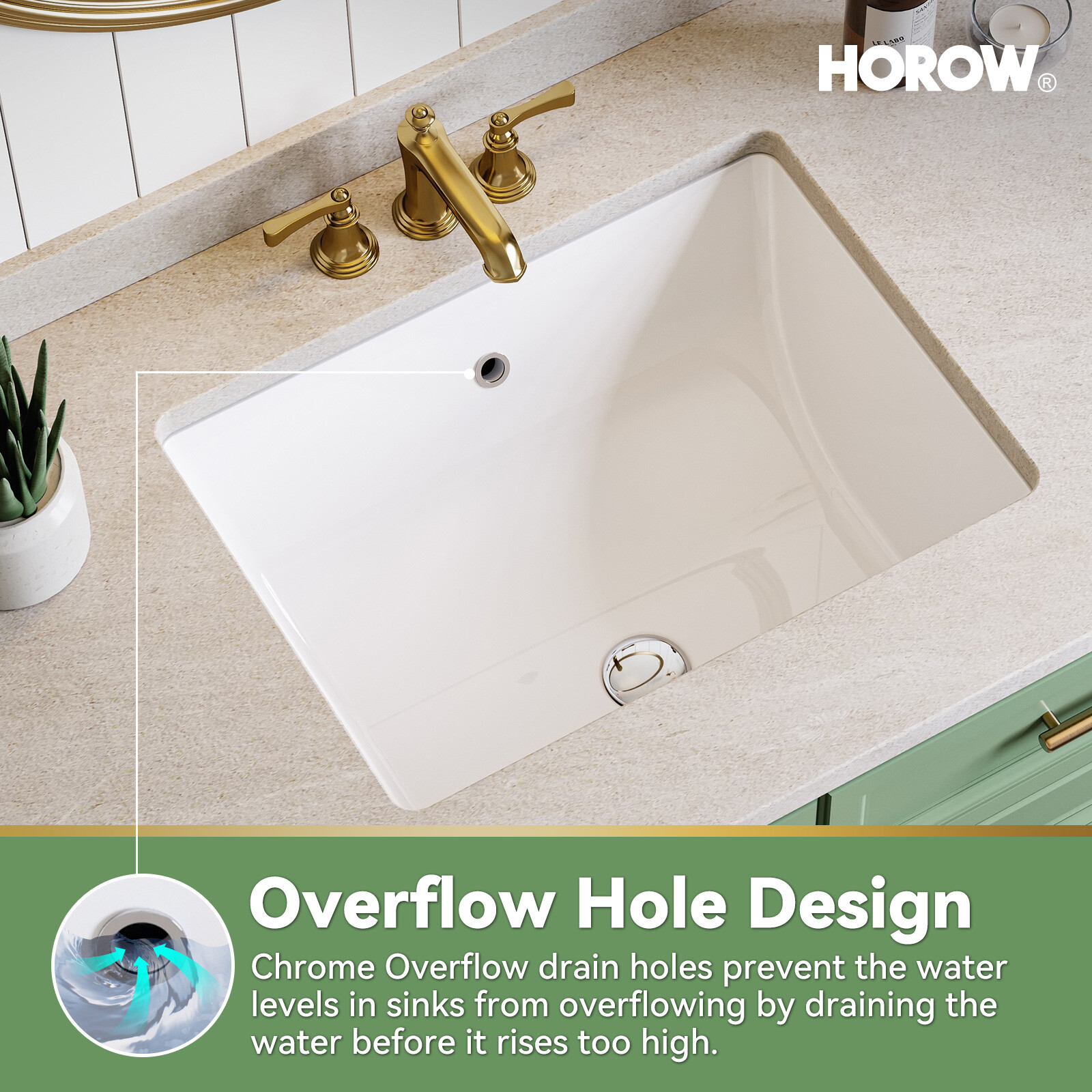 20×15” Rectangular Undermount Bathroom Sink Vitreous Ceramic Lavatory White