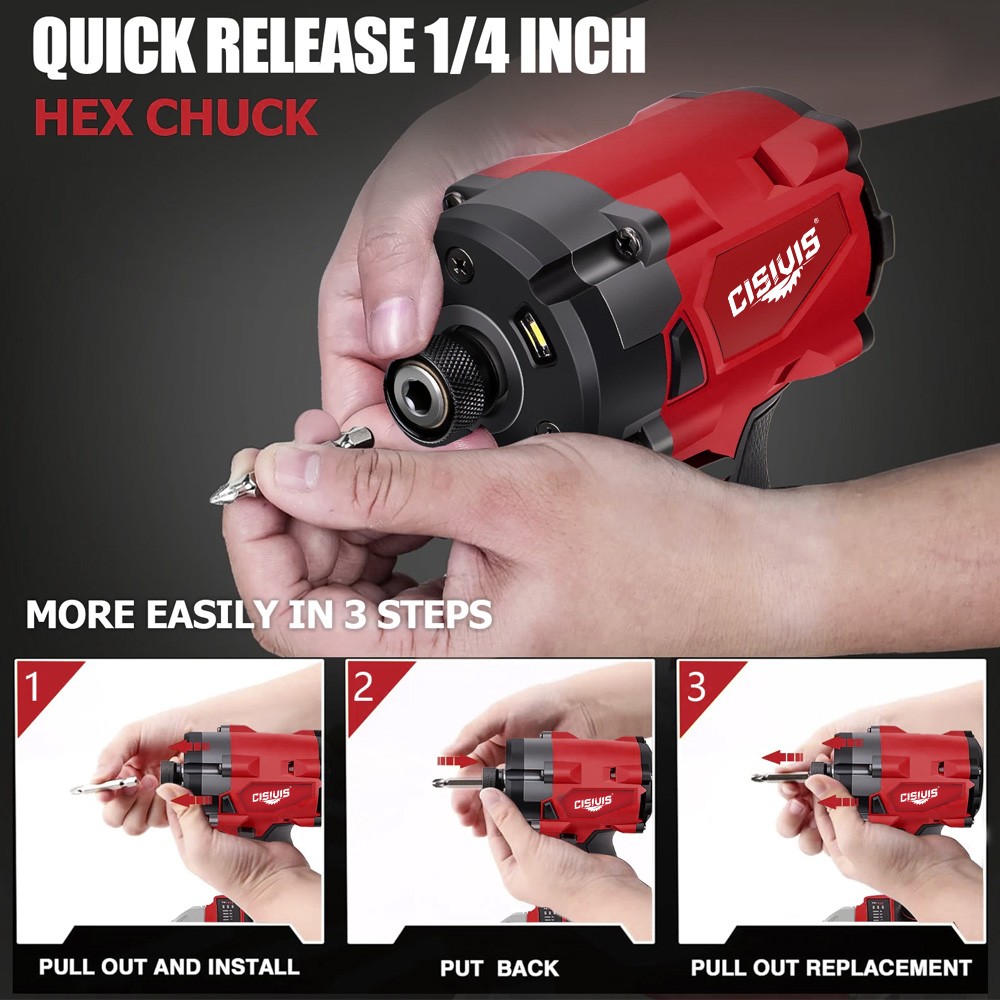 Brushless Cordless 1/4″ Hex Impact Driver With Bettery For Milwaukee M18 Battery