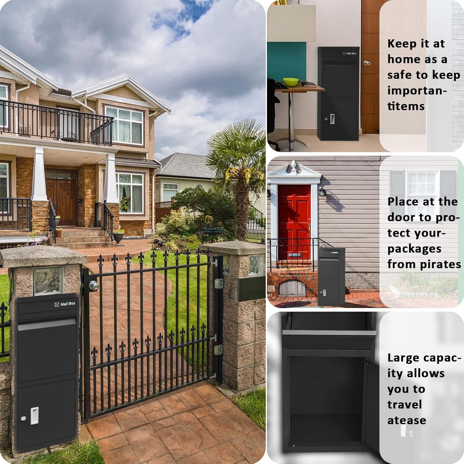 Outside Package Delivery Box w/Lock Secure for Porch,Curbside,House Antitheft