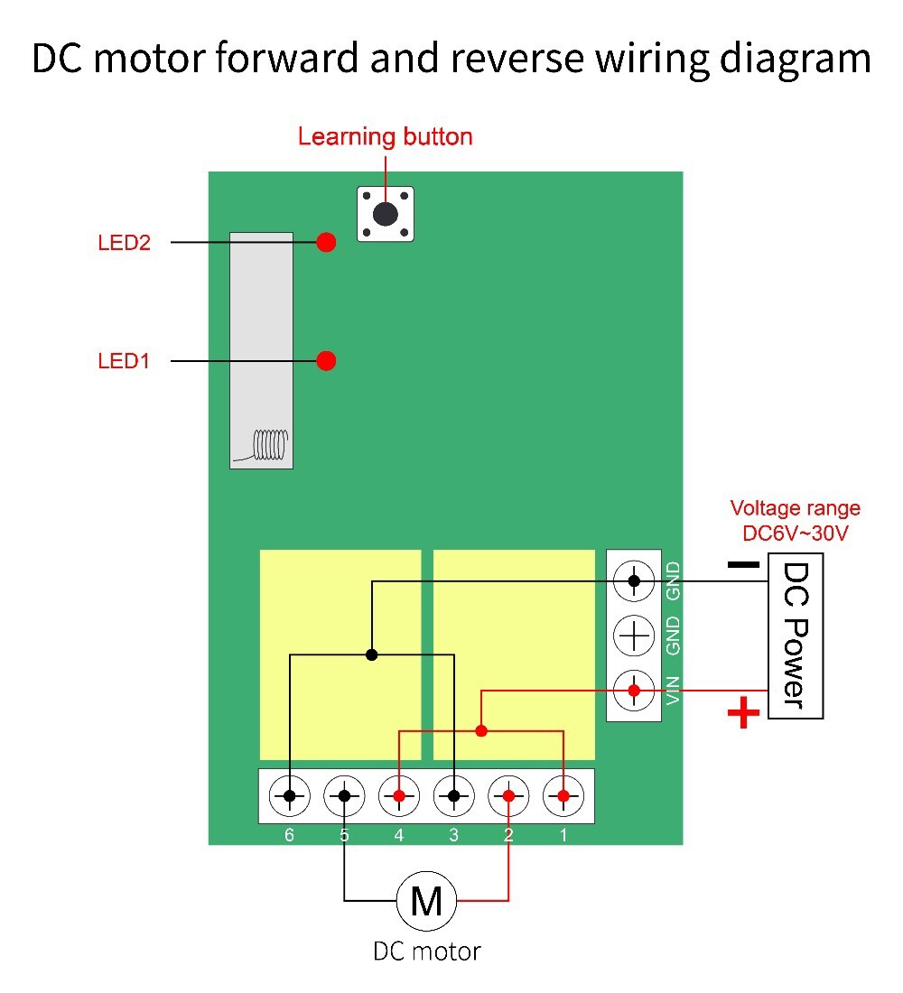 12V 24V 2CH Relay 433MHz Universal Remote Control Switch for Garage Door, Light